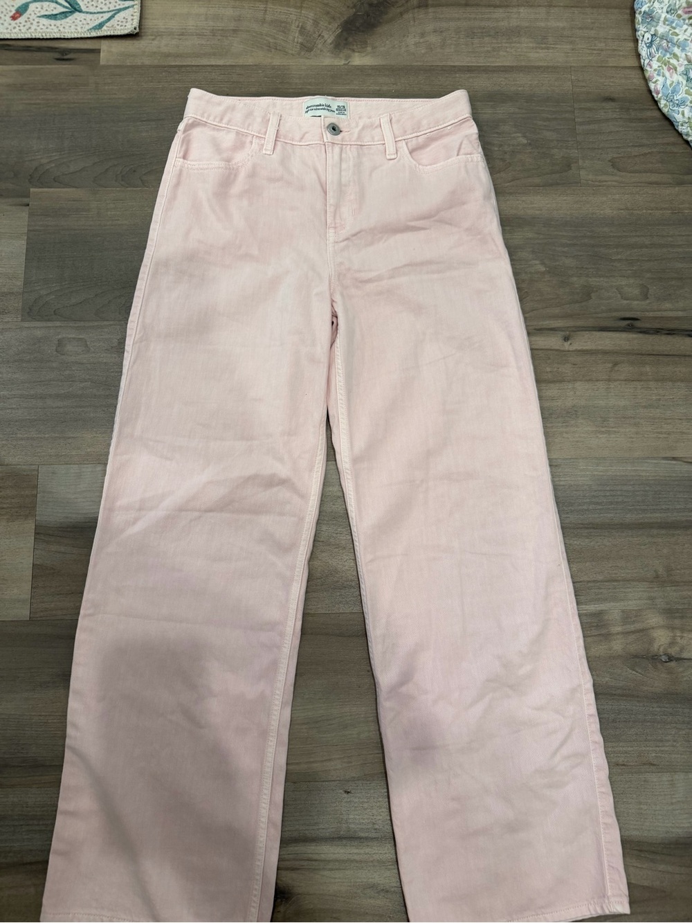 Abercrombie Kids Girls’ 15/16 Pink Wide Leg Jeans High Rise Denim Pants